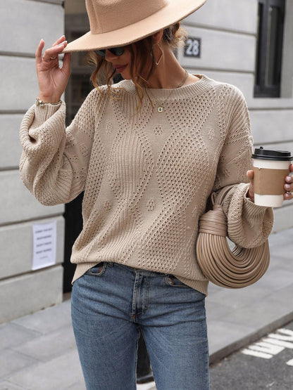 Women's Beige Pullover Blend Printed Regular Fit