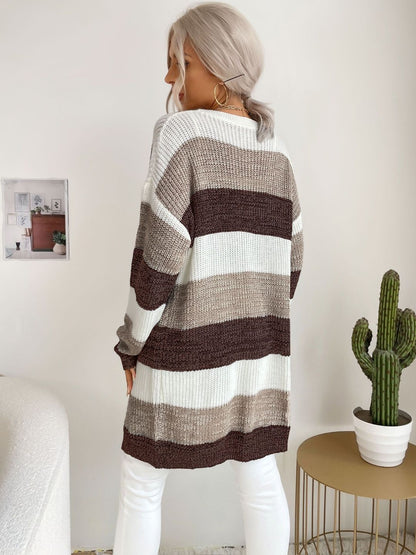 Women Striped Woollen Cardigan