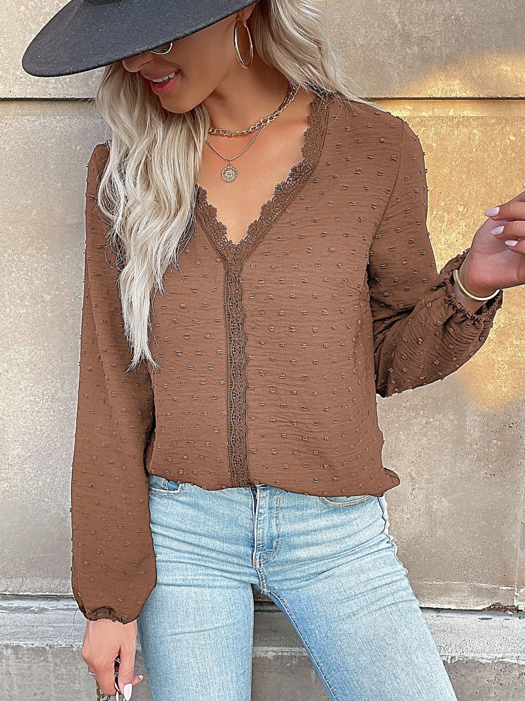 Cotton Top in Brown Style 623 - Nowi Korean Fashion