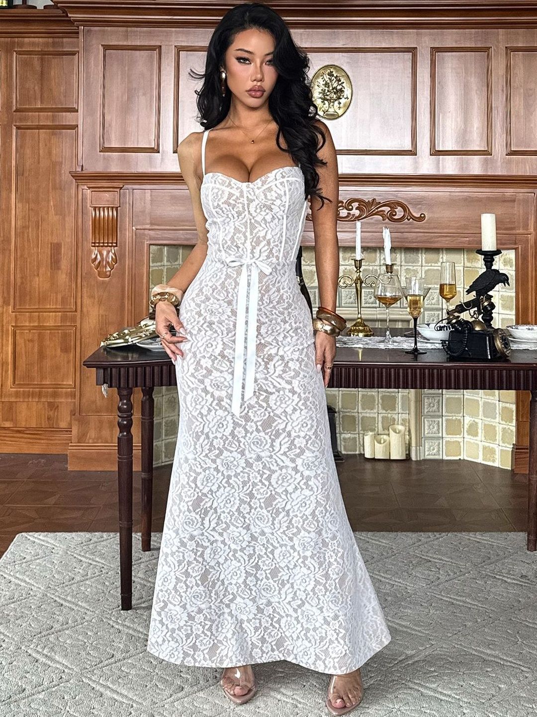 NOWI Embroidered Bodycon Maxi Dress