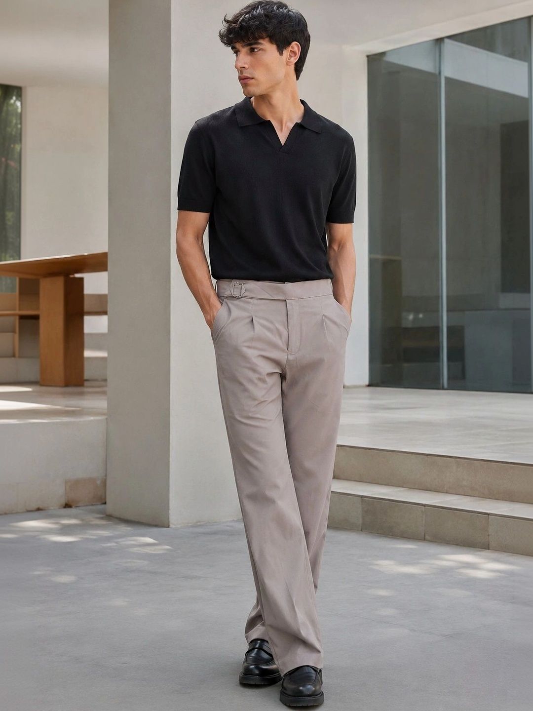 Men High-Rise Wrinkle Free Pleated Trousers