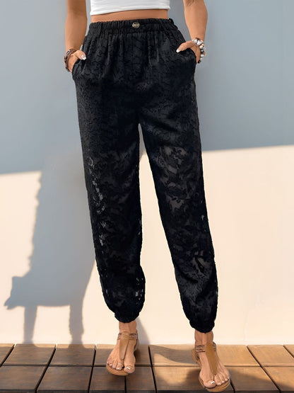 Textured Non Iron Trousers in Black other - Nowi Korean Fashion