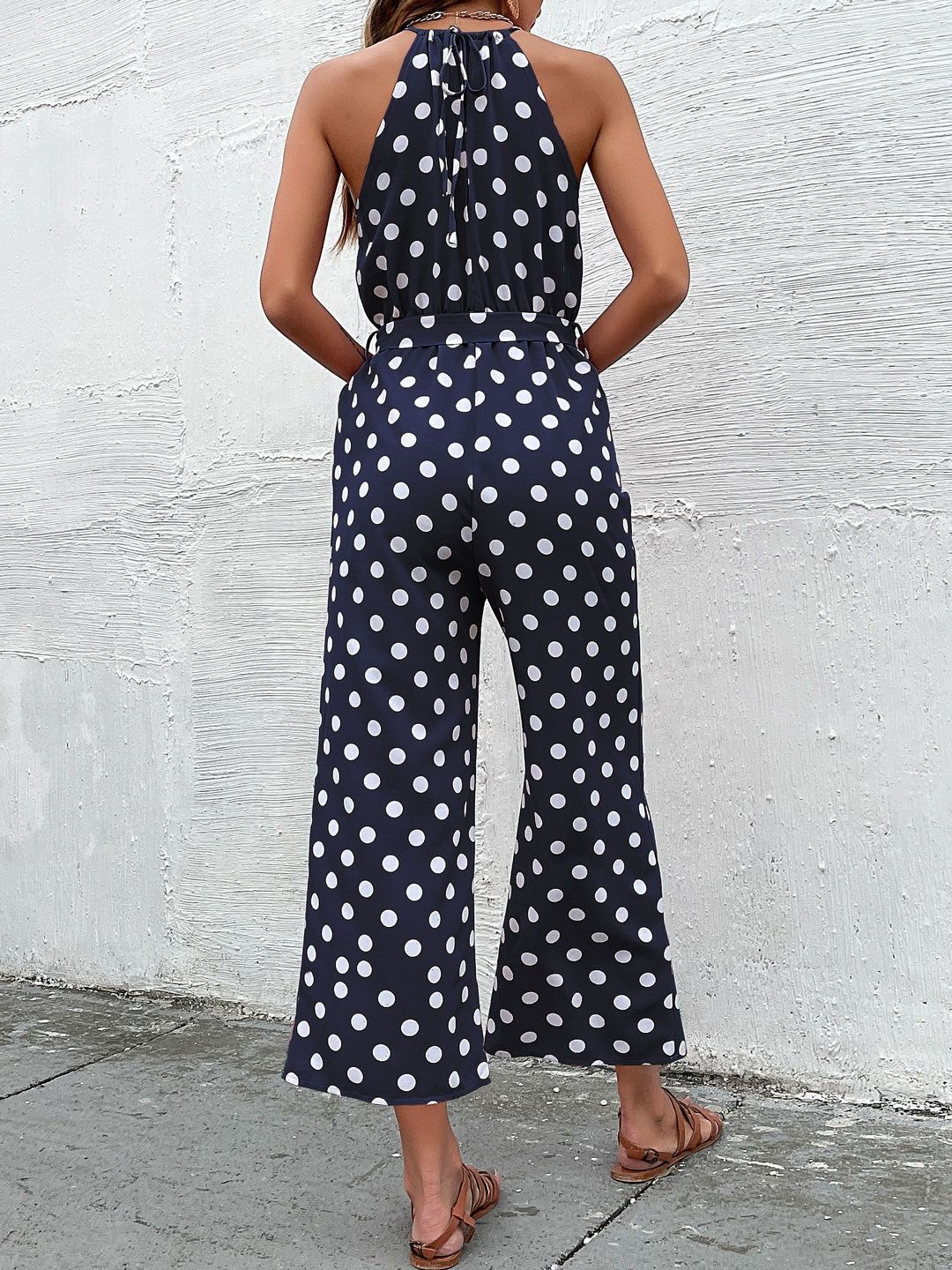 Modal Halter Neck Printed Culotte Jumpsuit