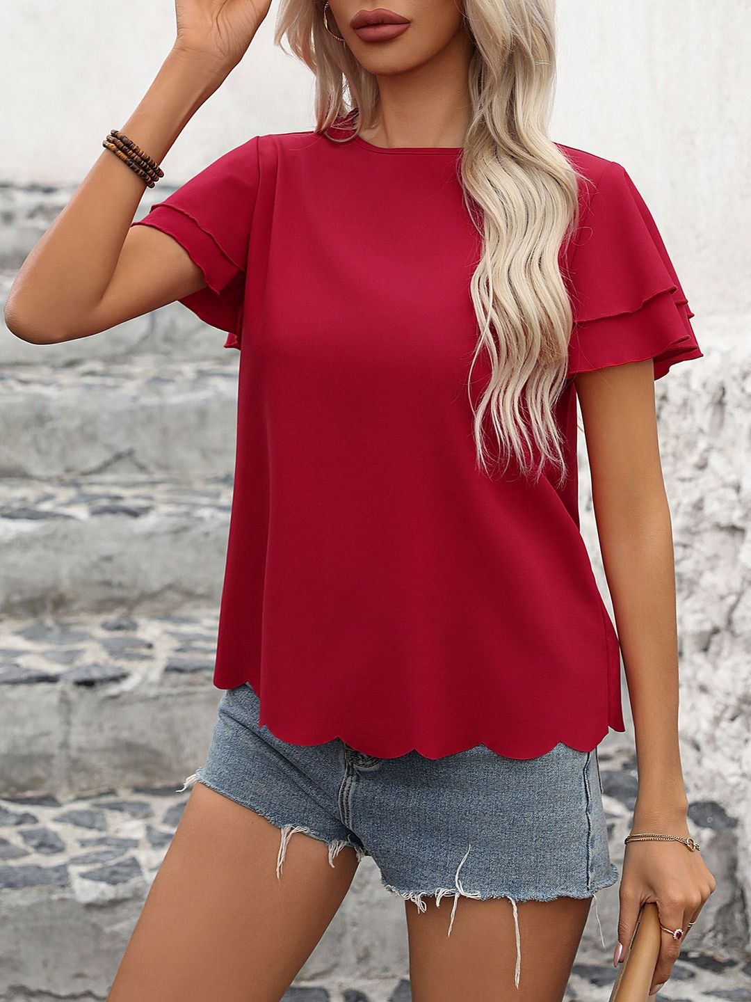 Flutter Sleeve Ruffles Top