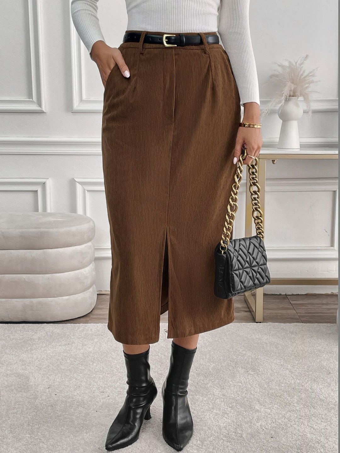 Midi Skirt With Front Split