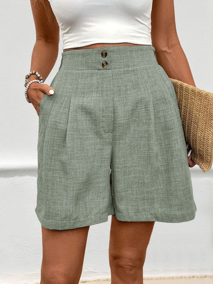 Women High-Rise Linen Fashion Shorts