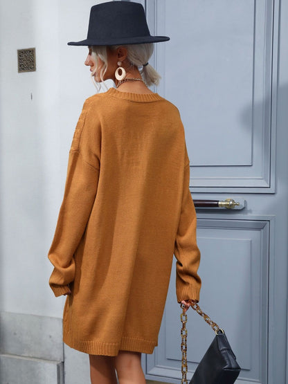 Women's Orange Nowi Women Cable Knit Pullover Printed