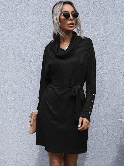 Women's Black Cowl Neck Dress