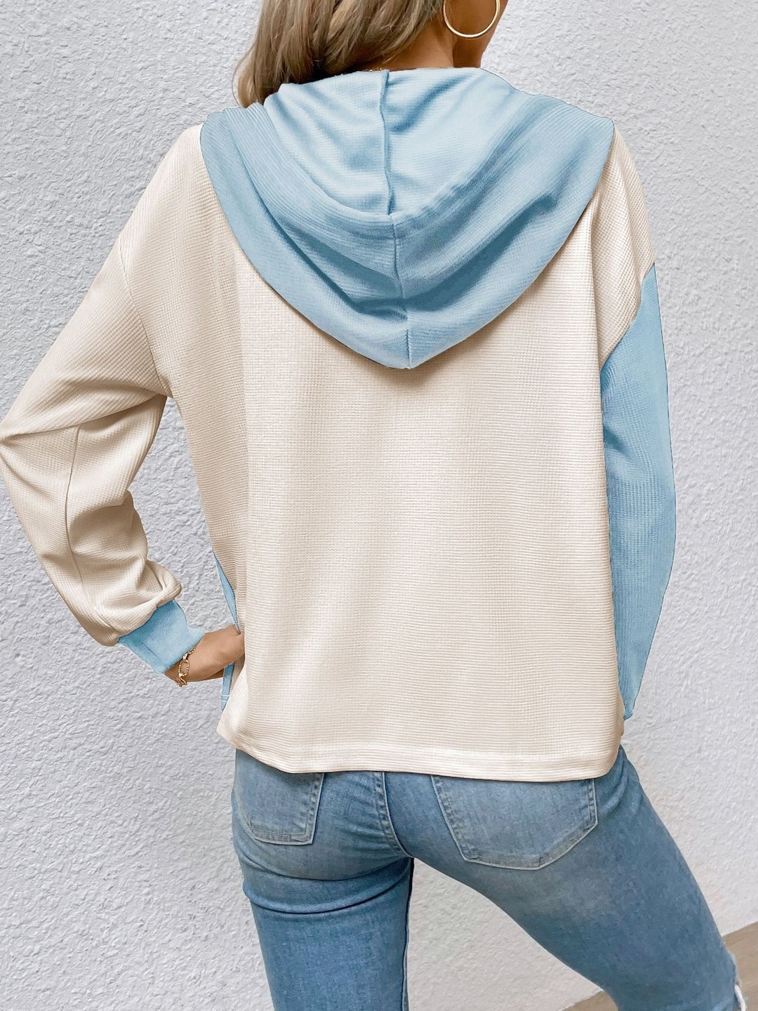 Women Colourblocked Hooded Sweatshirt