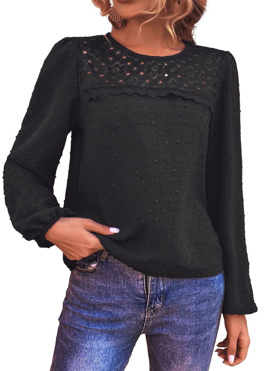 Cotton Top in Black Style 491 - Nowi Korean Fashion