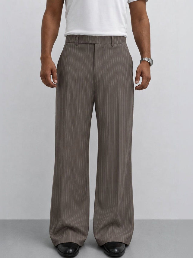 Men Striped Relaxed Easy Wash Trousers
