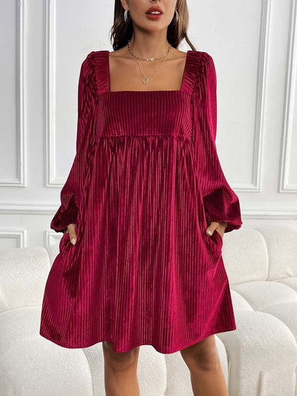 Puff Sleeve A-Line Dress