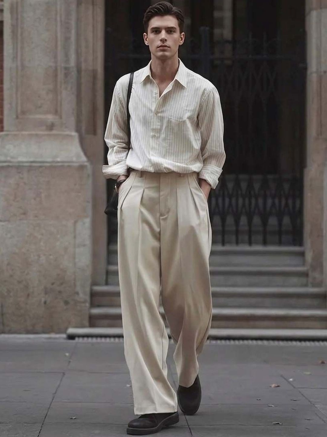 Men Wrinkle Free Pleated Trousers