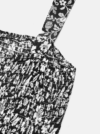 Floral Print A-Line Midi Dress