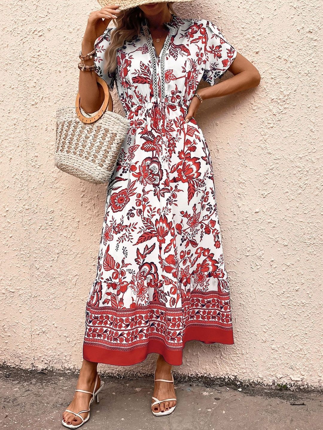 Floral Print Fit & Flare Midi Dress
