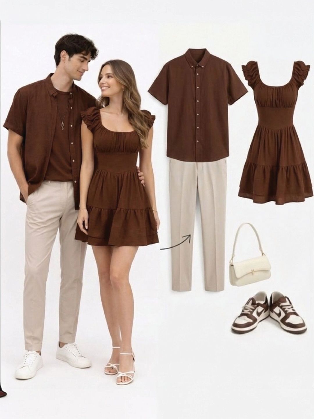 Casual Shirt in Brown cotton - Nowi Korean Fashion