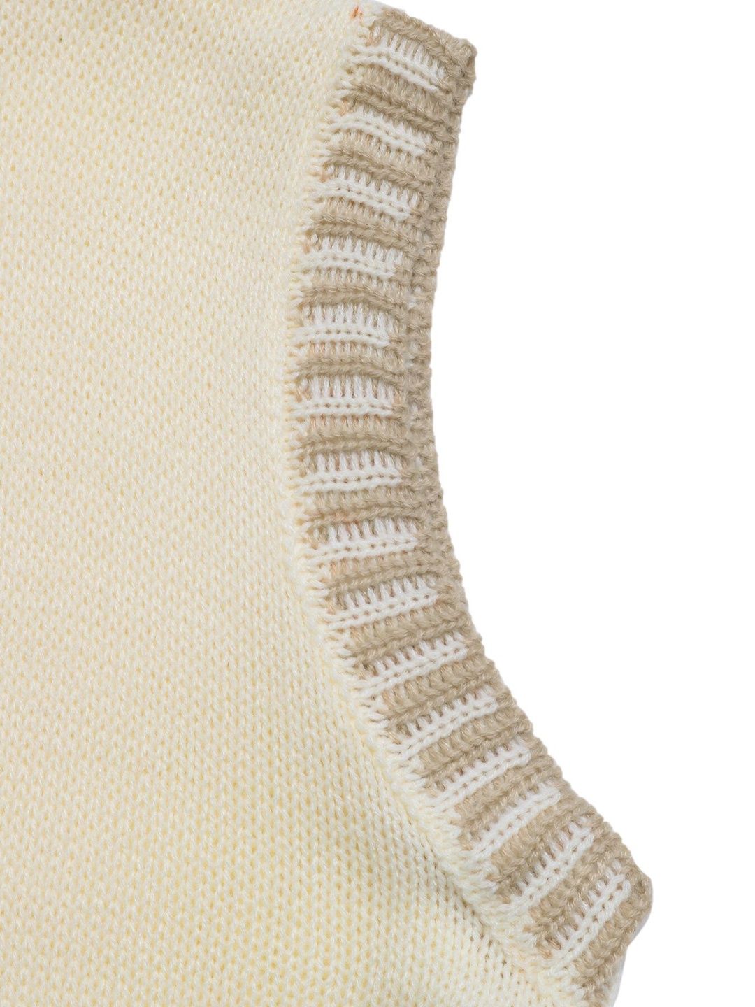 Women's Beige Nowi Women Ribbed Sweater Vest Blend Printed