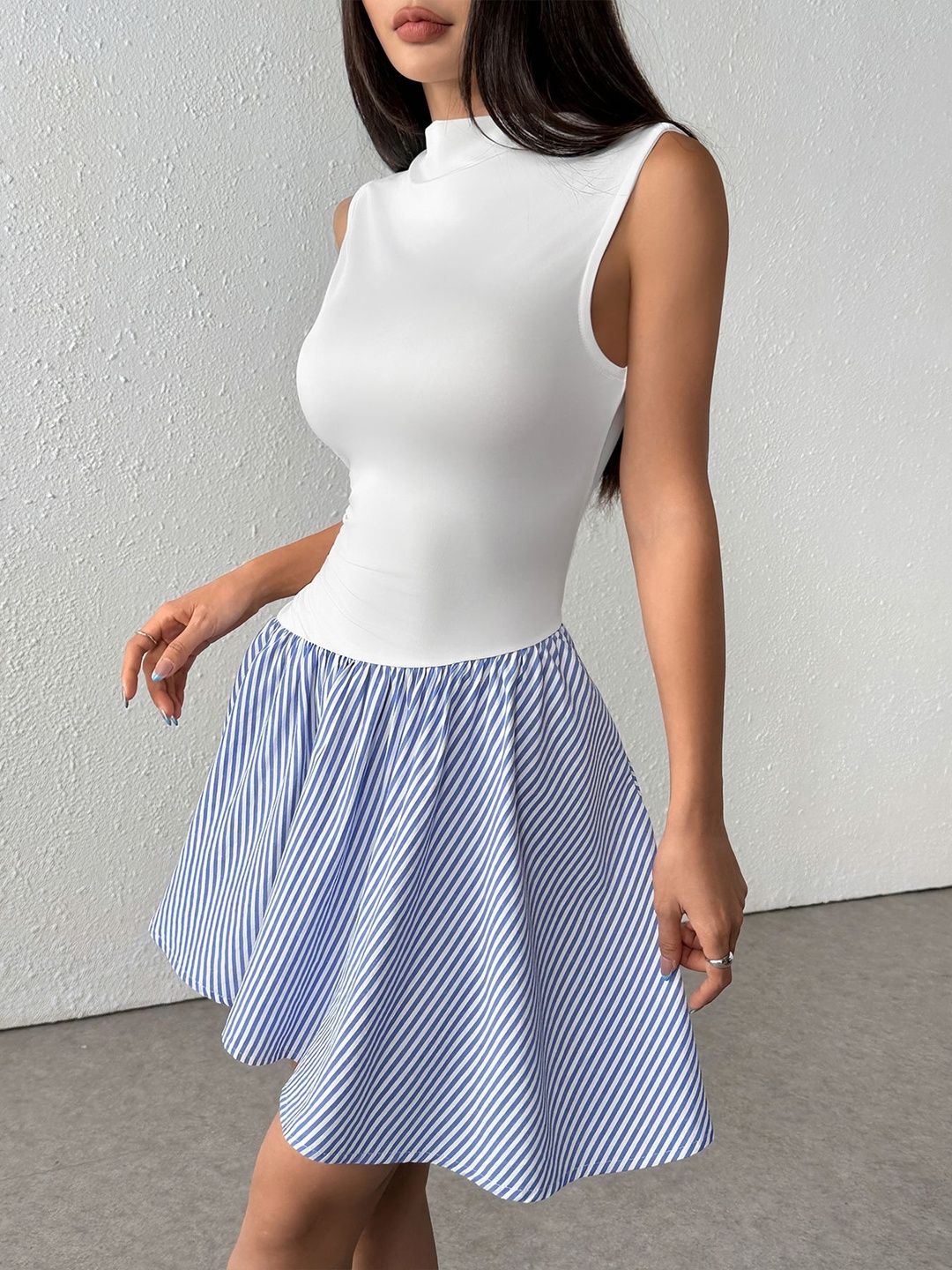 Striped Fit & Flare Mini Dress