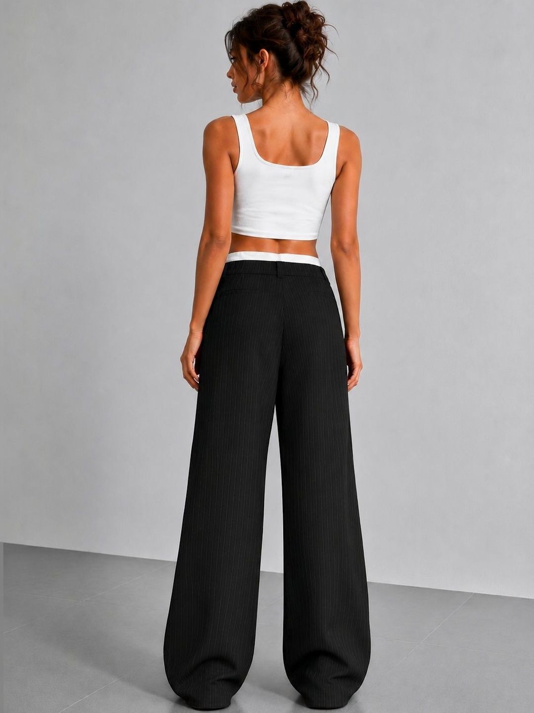 Women Relaxed High-Rise Wrinkle Free Pleated No Fly Trousers