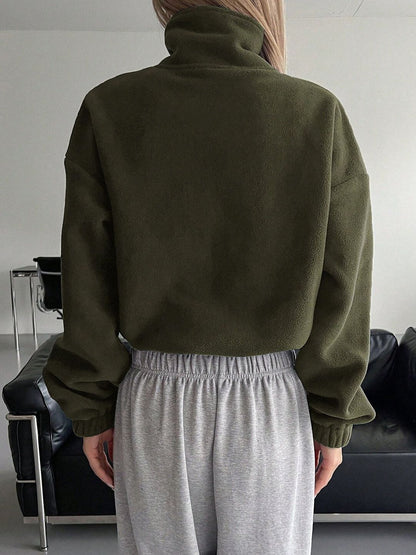 Women Fleece Lightweight Crop Puffer Jacket