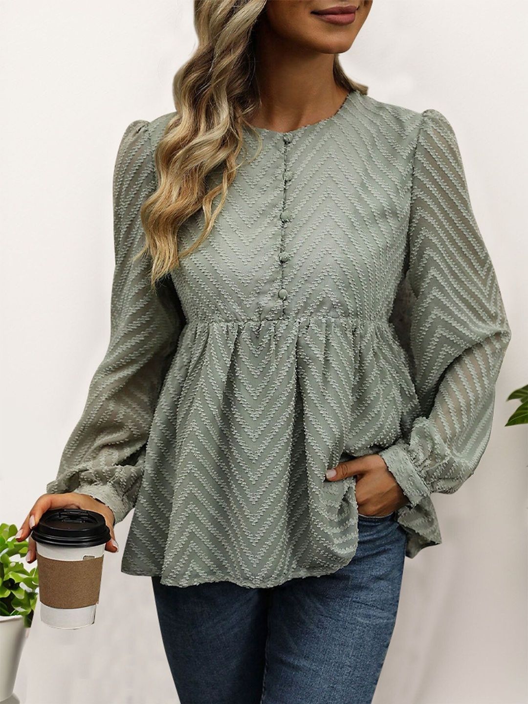 Women's Grey Nowi Peplum Top