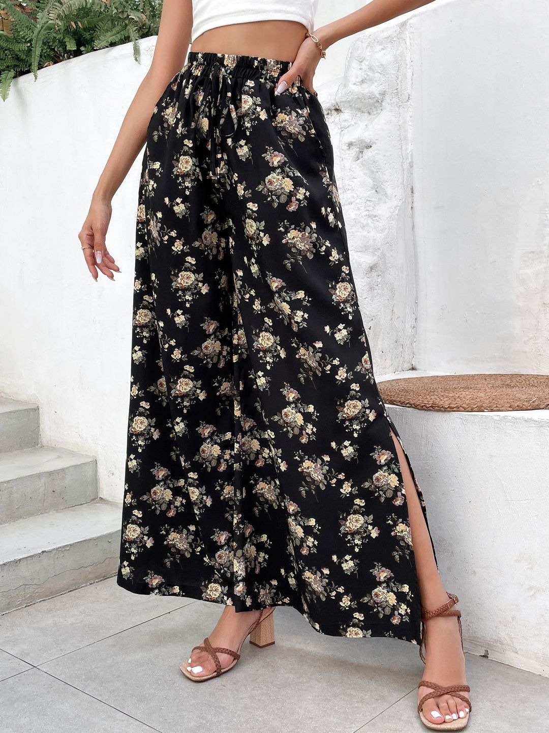 Women Floral Printed Non Iron Trousers