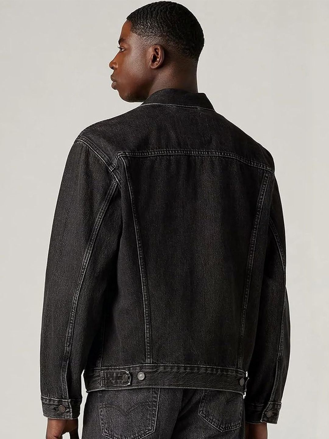Men Regular Fit Solid Denim Jacket