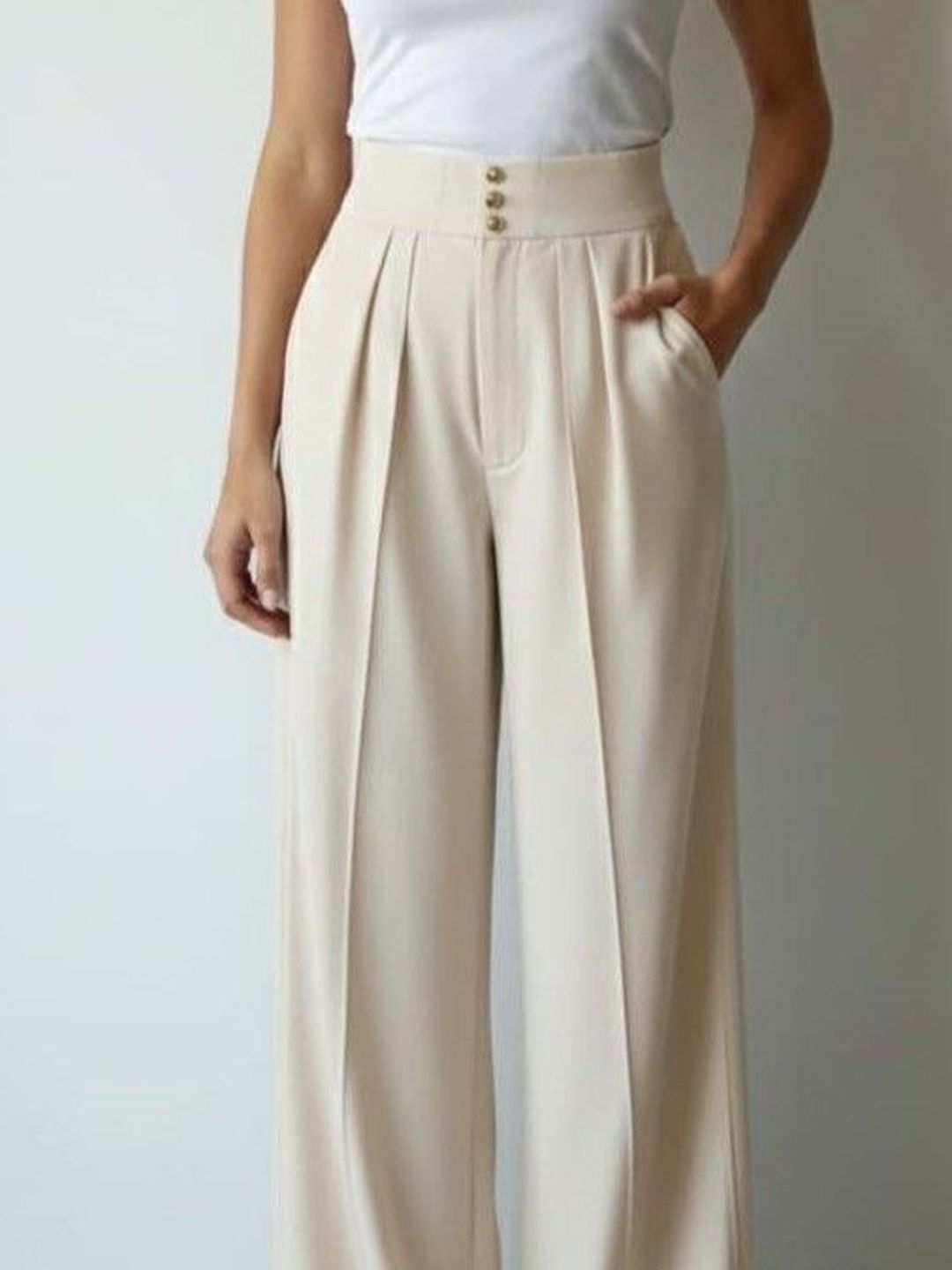 Women Straight Fit High-Rise Wrinkle Free Pleated Trousers