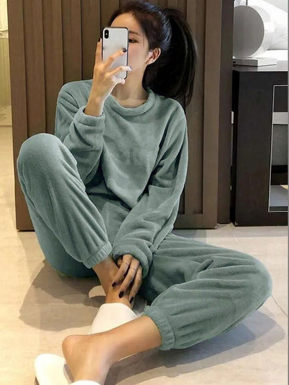 Round Neck Long Sleeves Night Suit