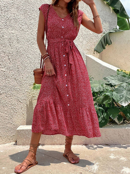 Floral Print A-Line Midi Dress