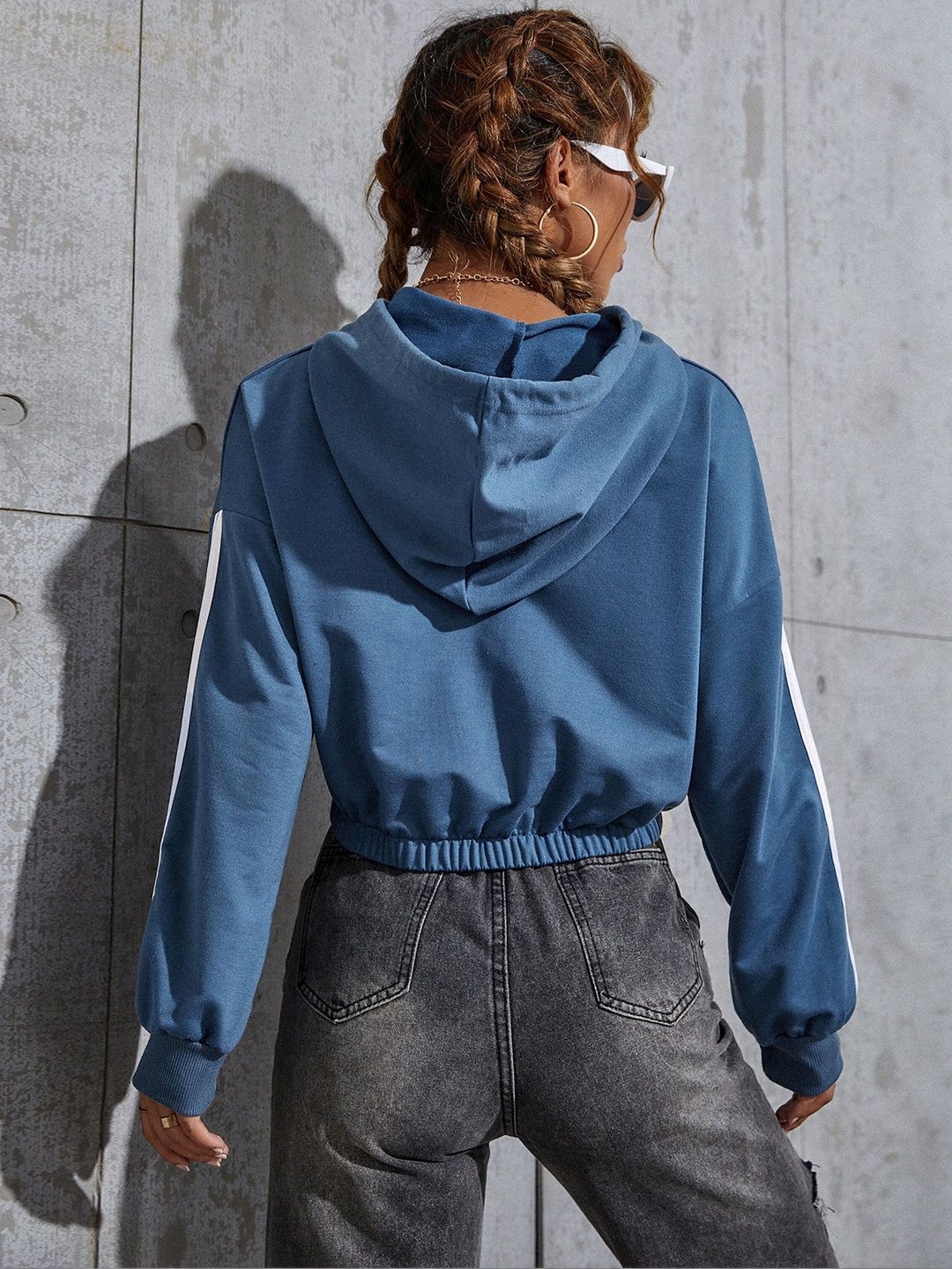 Women Striped Hooded Sweatshirt
