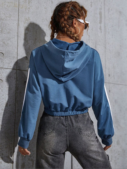 Women Striped Hooded Sweatshirt
