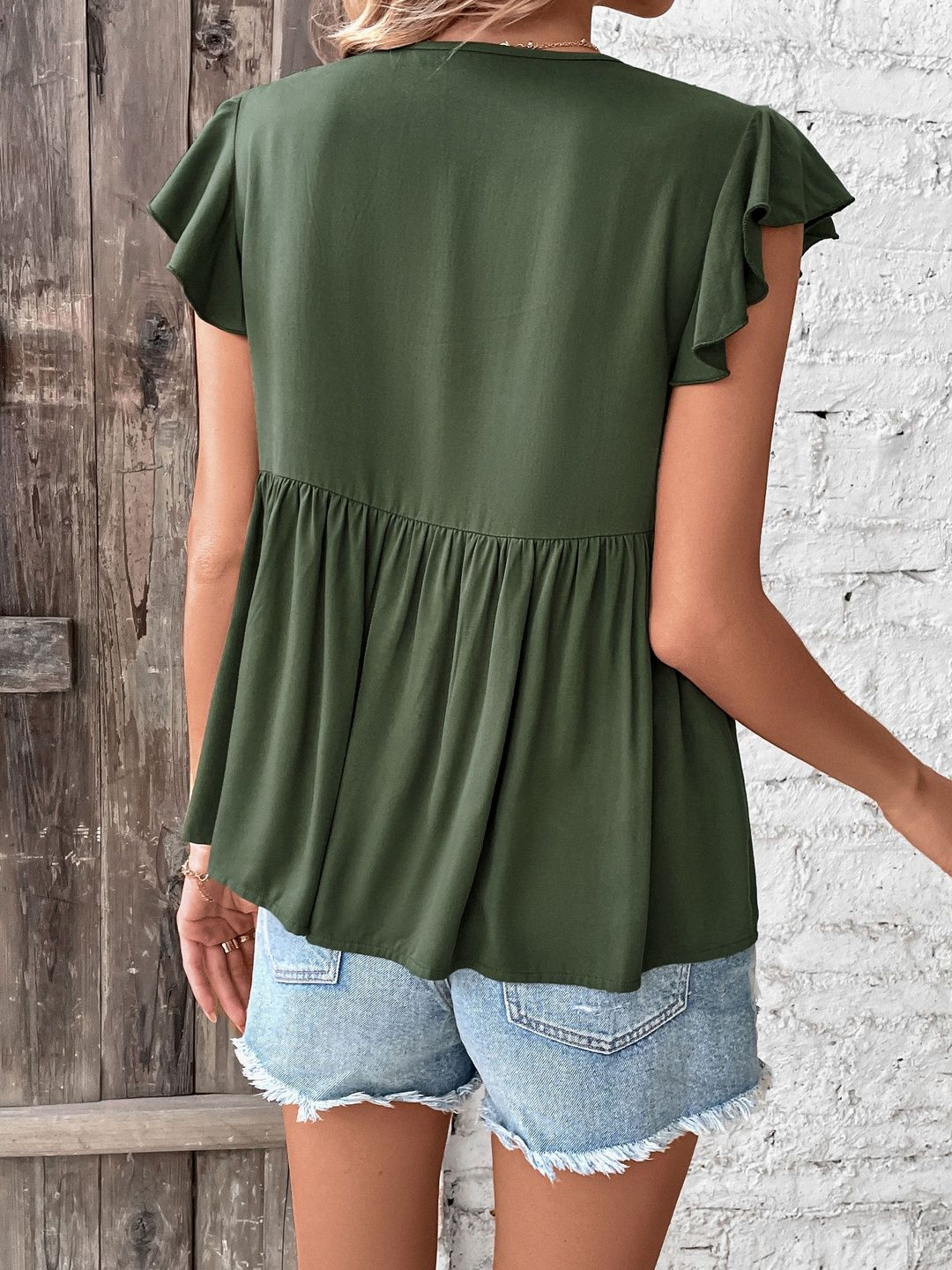 Flutter Sleeve Cotton Top