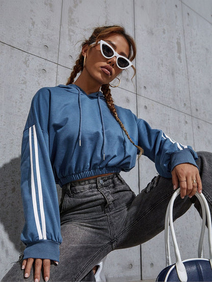 Women Striped Hooded Sweatshirt