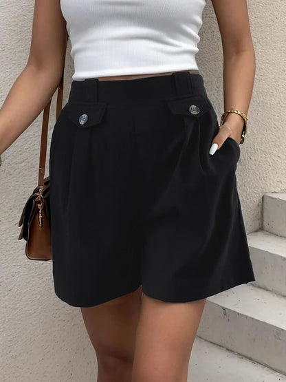 High-Rise Shorts in Black - Nowi Korean Fashion