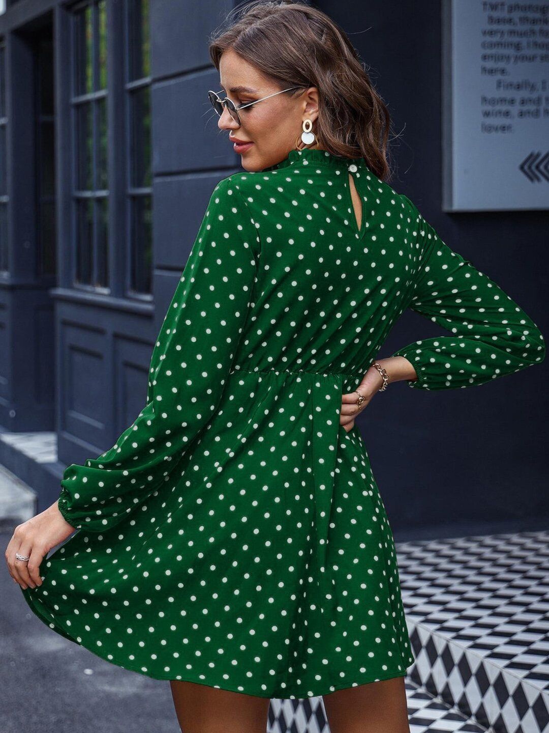 Polka Dot Print A-Line Mini Dress