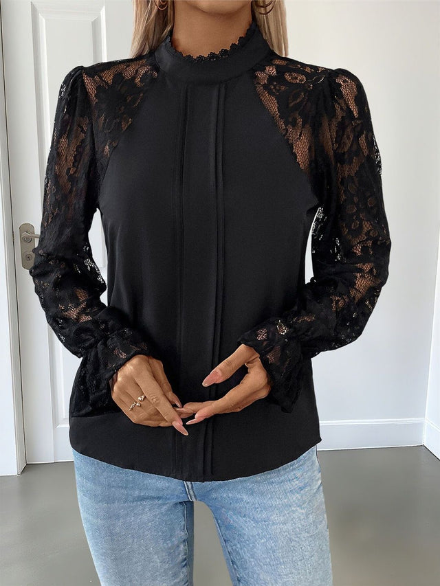 Puff Sleeve Top in Black - Nowi Korean Fashion