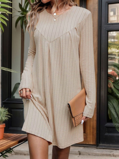 A-Line Dress in Beige - Nowi Korean Fashion