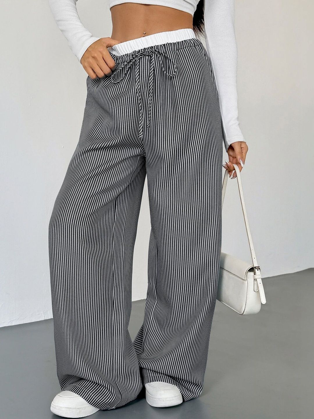 Women Striped Loose Fit Trousers