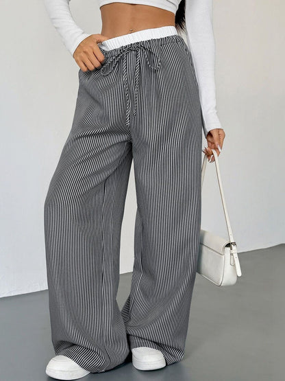 Women Striped Loose Fit Trousers