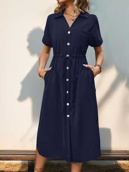 Shirt Midi Dress - Nowi Korean Fashion