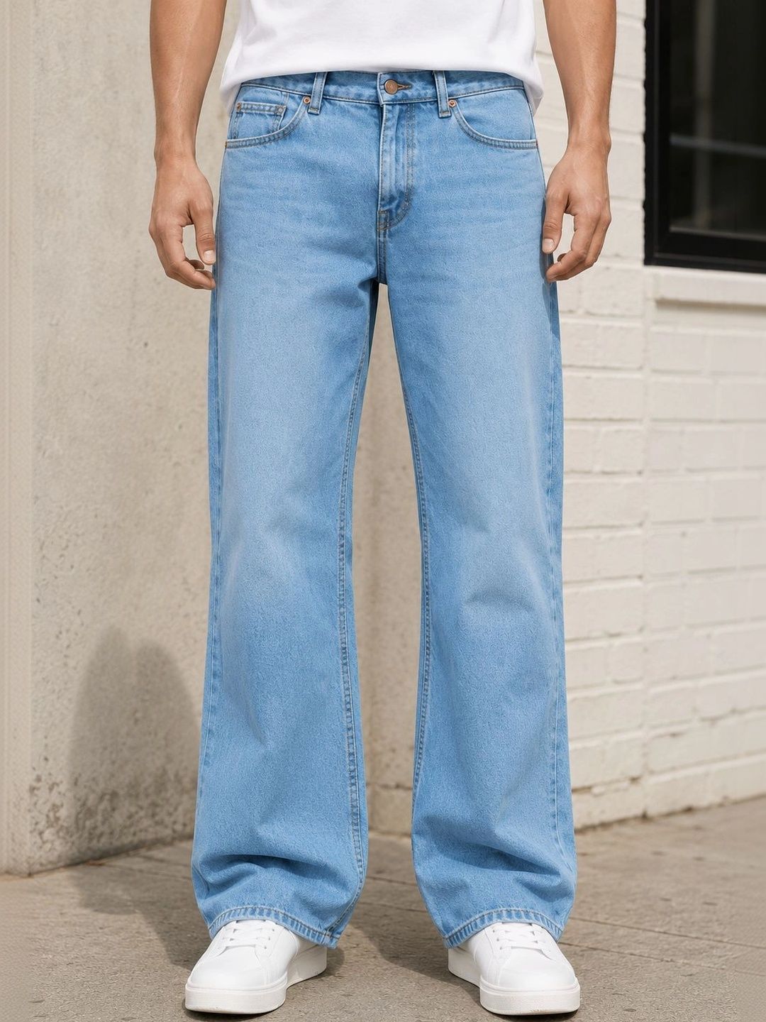 Men Bootcut Mid-Rise Light Fade Jeans
