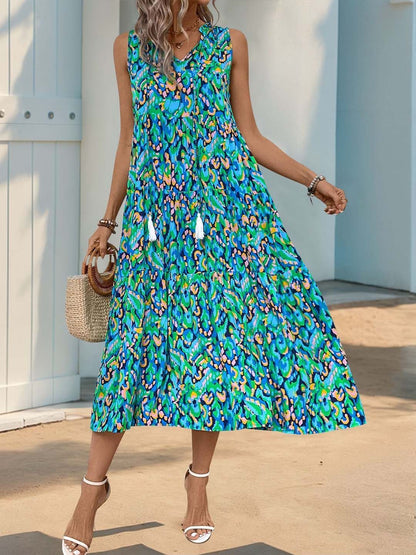 NOWI Printed Ruffled A-Line Midi Dress