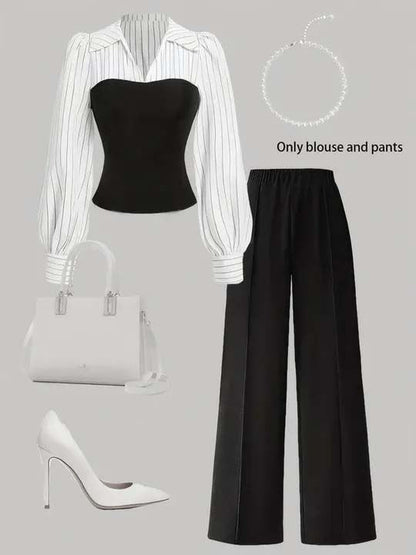 Striped Shirt with Solid Palazzos