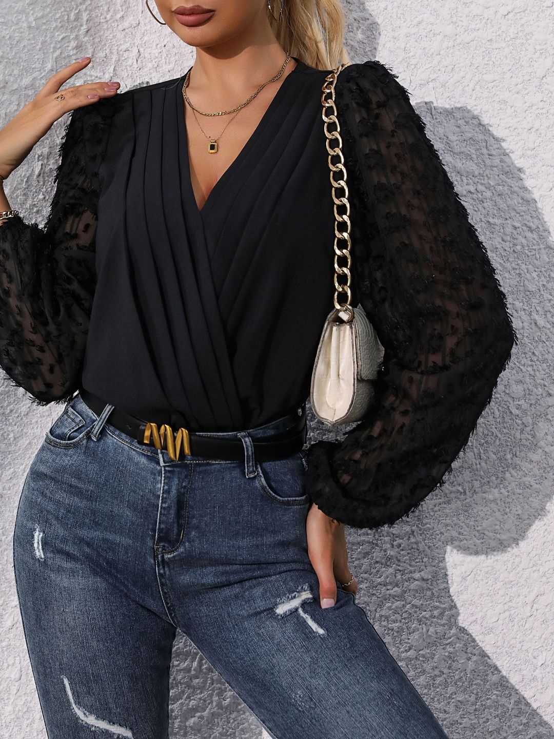 Self Design V-Neck Bodysuit