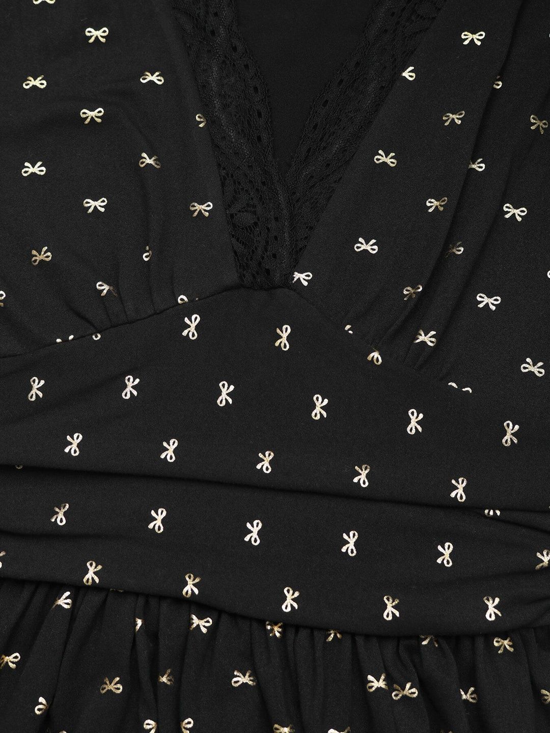 Women's Black Print Fit & Flare Maxi Dress