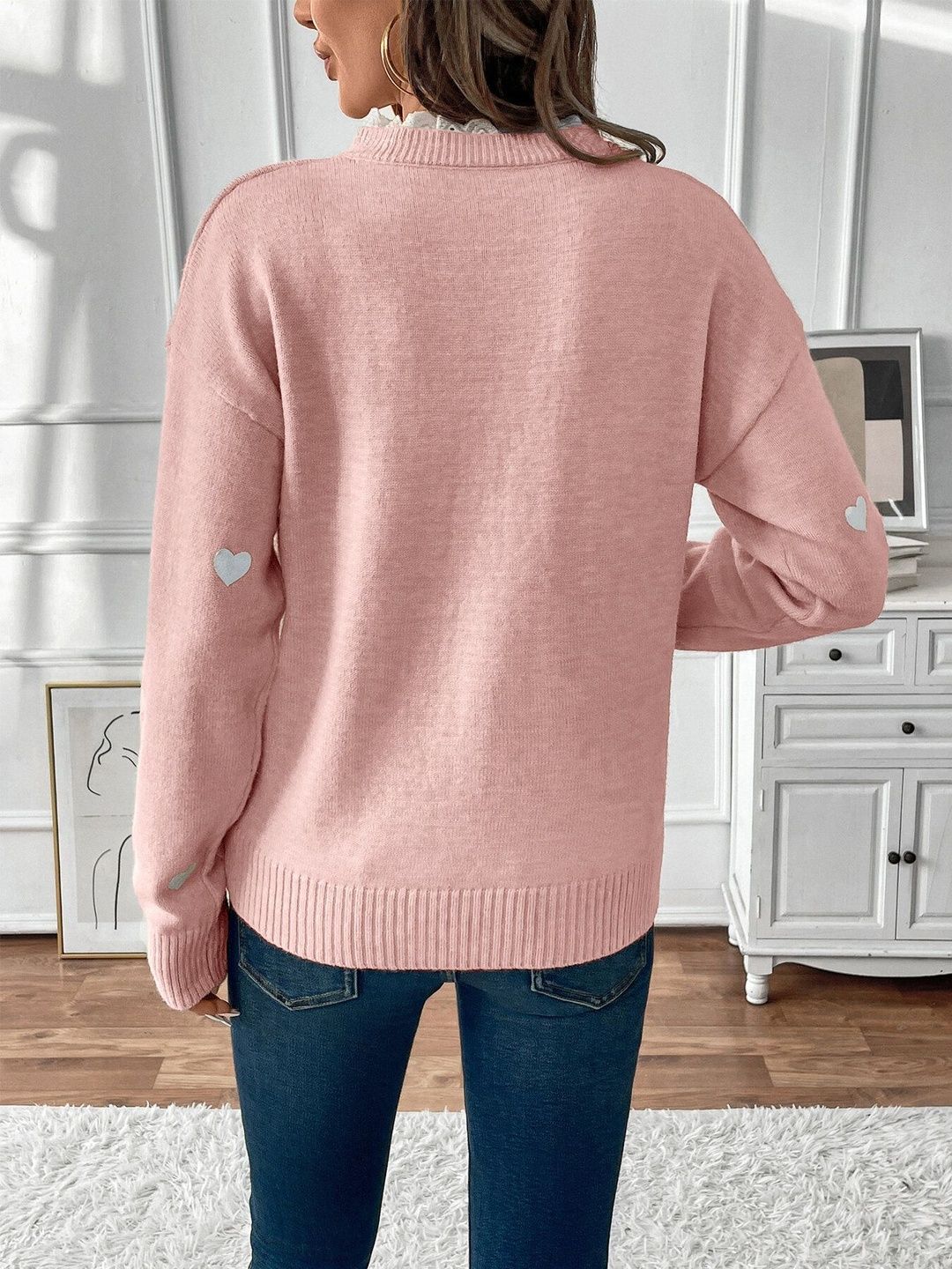 Women's Pink Printed Pullover