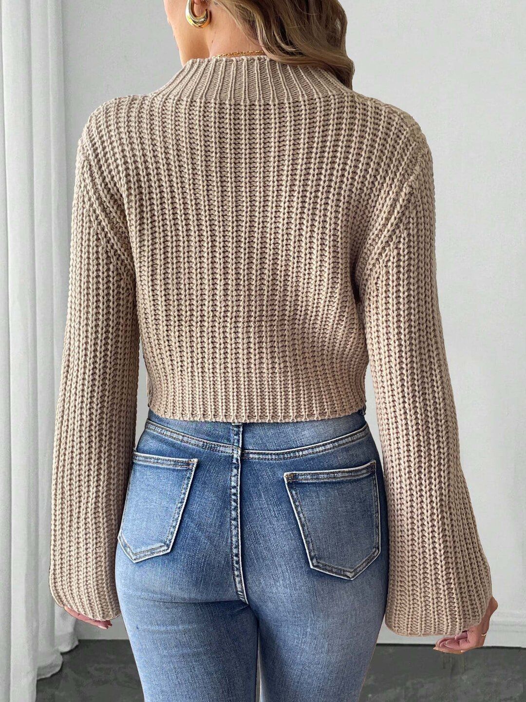 Women Ribbed Crop Pullover