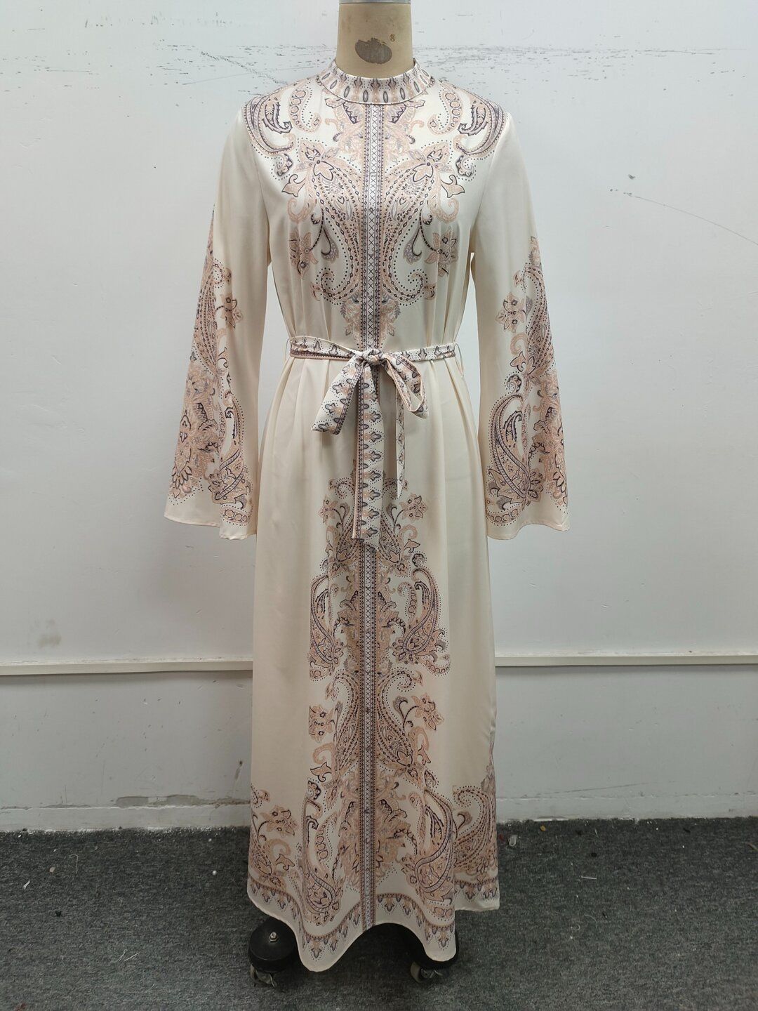 Print Flared Sleeve Sheath Maxi Dress