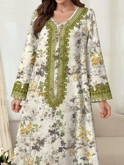 Floral Print Kaftan Maxi Dress